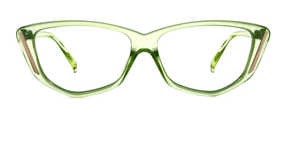 Green Cateye Irregular Classic Unique Custom Engraving Eyeglasses | WhereLight