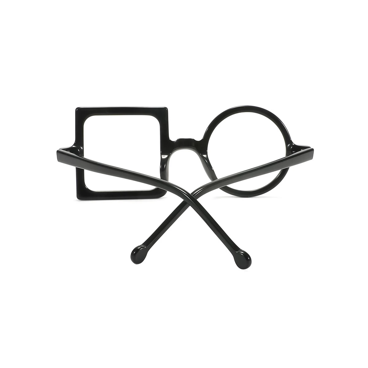 Black Rectangle Round Balance Spring Hinges Eyeglasses | WhereLight
