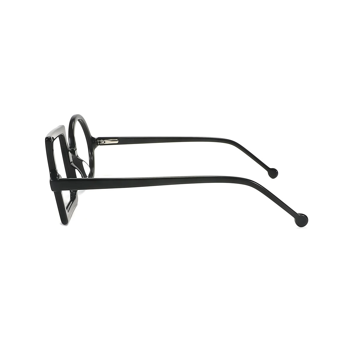 Black Rectangle Round Balance Spring Hinges Eyeglasses | WhereLight
