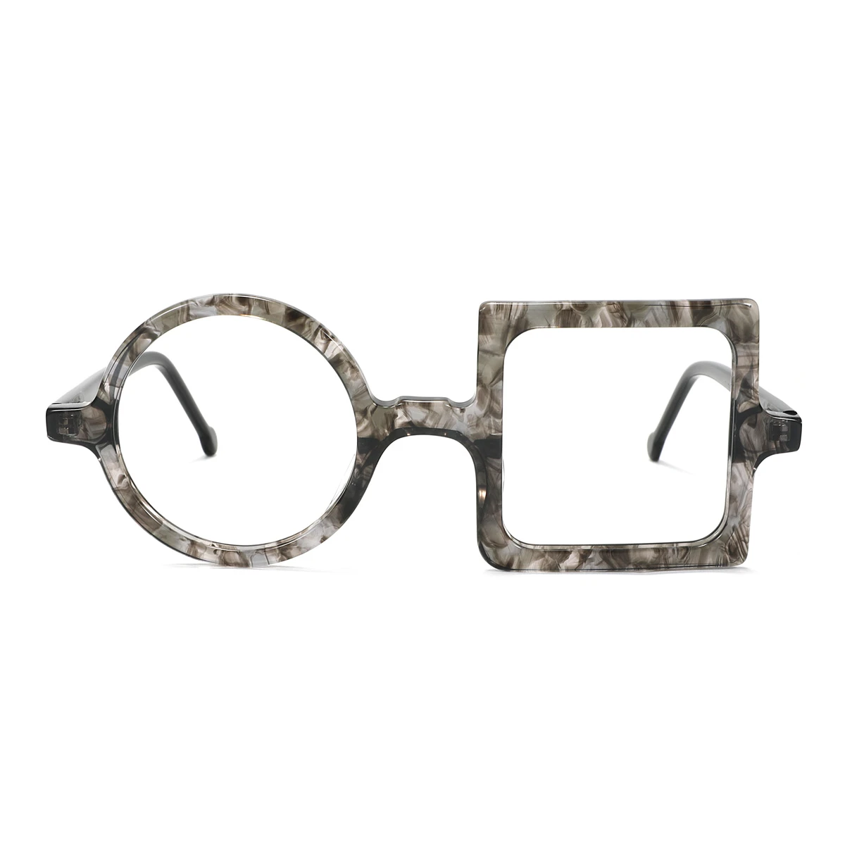Grey Rectangle Round Balance Spring Hinges Eyeglasses | WhereLight